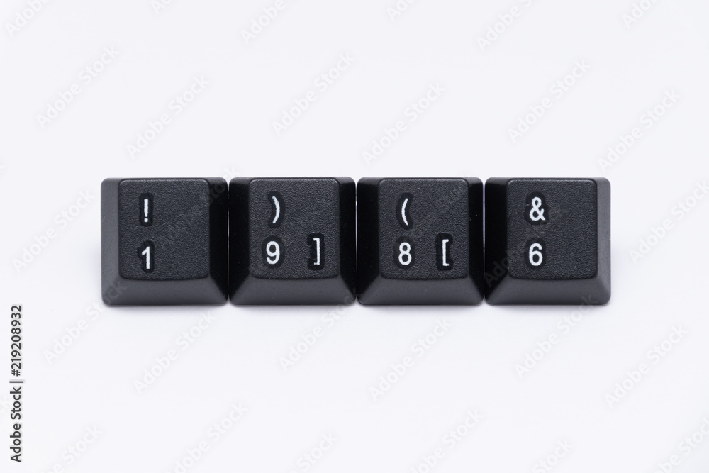 Black keys of keyboard with different years, words, names Black keys of keyboard with different years, words, names
