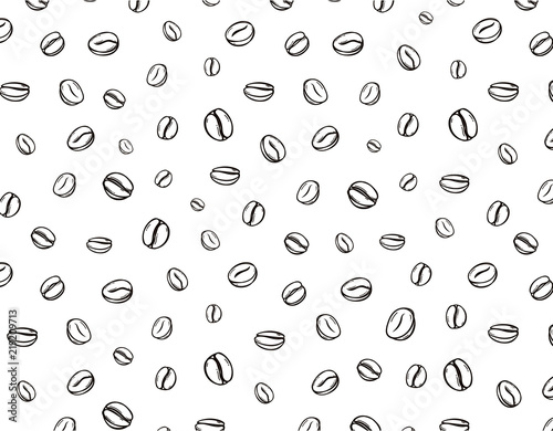 Canvastavla Vector seamless light backround (pattern) with line coffee beans