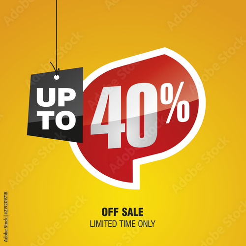 Sale up to 40 percent off isolated speech sticker icon