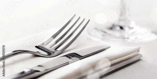 Table Setting with Fork and Knife on Napkin