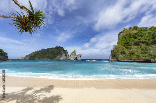Typical paradise view of Atuh Beach, a small beach on Nusa Penida near Bali.