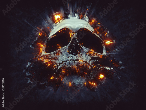 Dark skull - small explosions photo