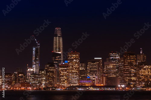 San Francisco, CA - view of the city and bay at night