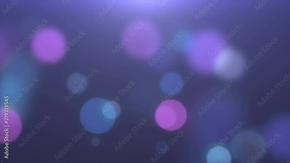 4K Abstract christmas festive blue and violet motion background with defocused round glowing bokeh lights. Particle shine. Xmas 2019