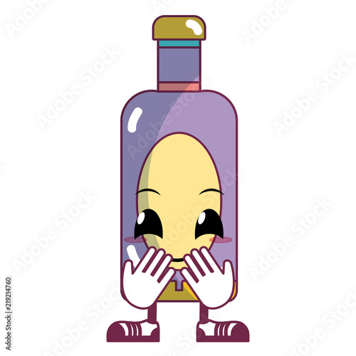 kawaii cute liquor bottle with arms and legs