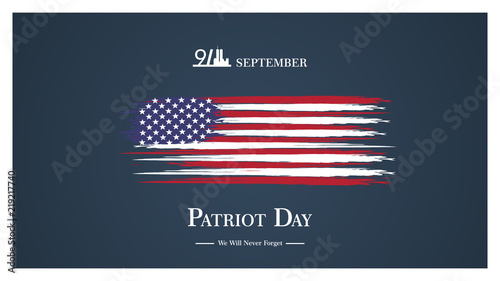 Patriot day USA Never forget 9.11 vector poster. Patriot Day, September 11, We will never forget