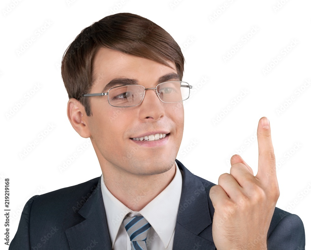 Portrait of a Confident Businessman Showing Something Portrait of a Confident Businessman Showing Something