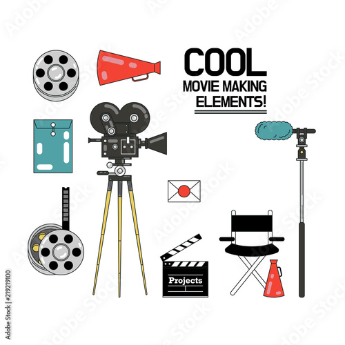 Movie,film making vector illustration icon set