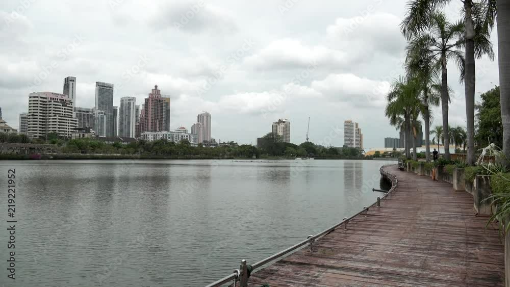BANGKOK, THAILAND - CIRCA AUGUST 2018 : Scenery of BENJAKITTI PARK. BANGKOK, THAILAND - CIRCA AUGUST 2018 : Scenery of BENJAKITTI PARK.