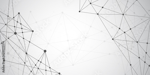 Abstract connecting dots and lines with geometric background. Modern technology connection science, Polygonal structure background. Vector illustration