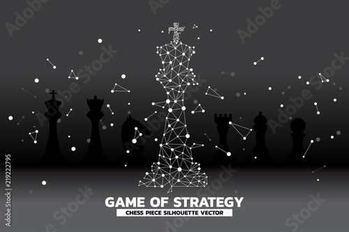 low polygon dot connected line of king chess piece with silhouette vector. icon for planning and strategy thinking
