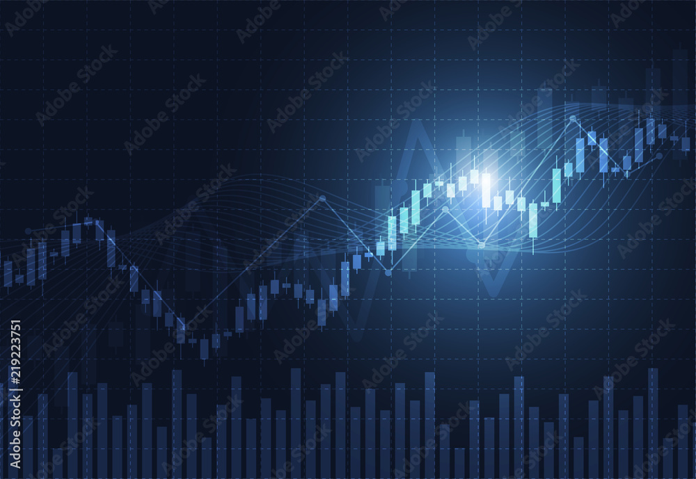 Business candle stick graph chart of stock market investment trading on dark background design. Bullish point, Trend of graph. Vector illustration Business candle stick graph chart of stock market investment trading on dark background design. Bullish point, Trend of graph. Vector illustration