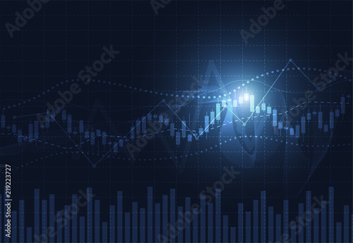 Business candle stick graph chart of stock market investment trading on dark background design. Bullish point, Trend of graph. Vector illustration