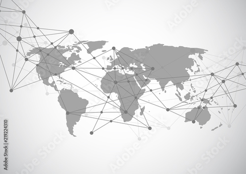 Global network connection. World map point and line composition concept of Connection technologies for business. Mixed media