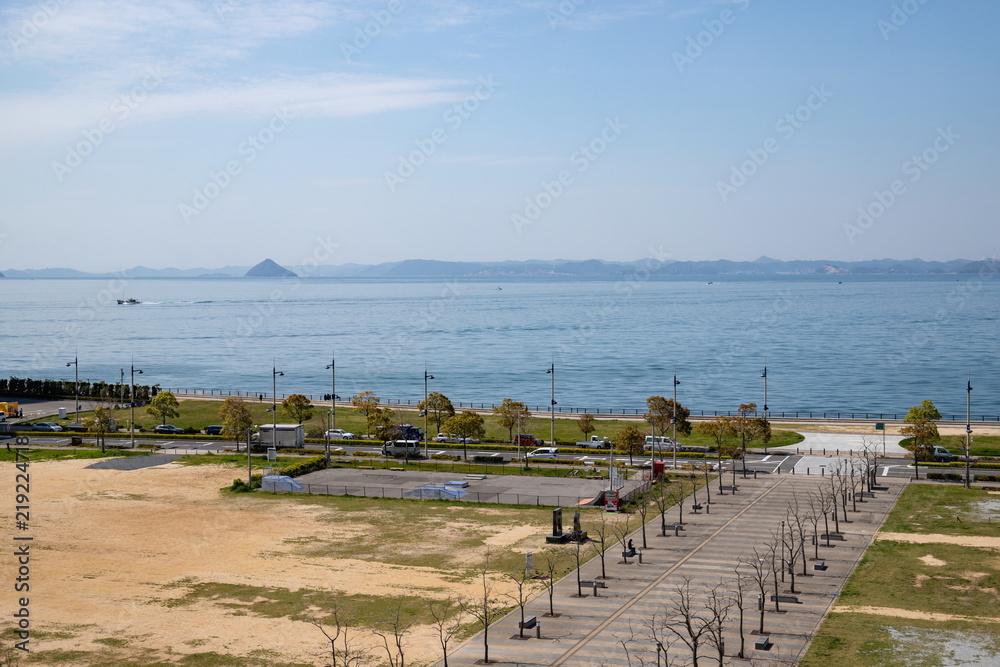 Landscape of Takamatsu port and square in Takamatsu city,Kagawa,Shikoku,Japan