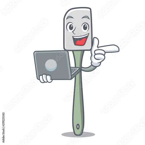 With laptop silicone spatula for cooking character cartoon