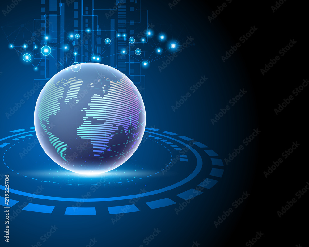 3d World global network connection big data information