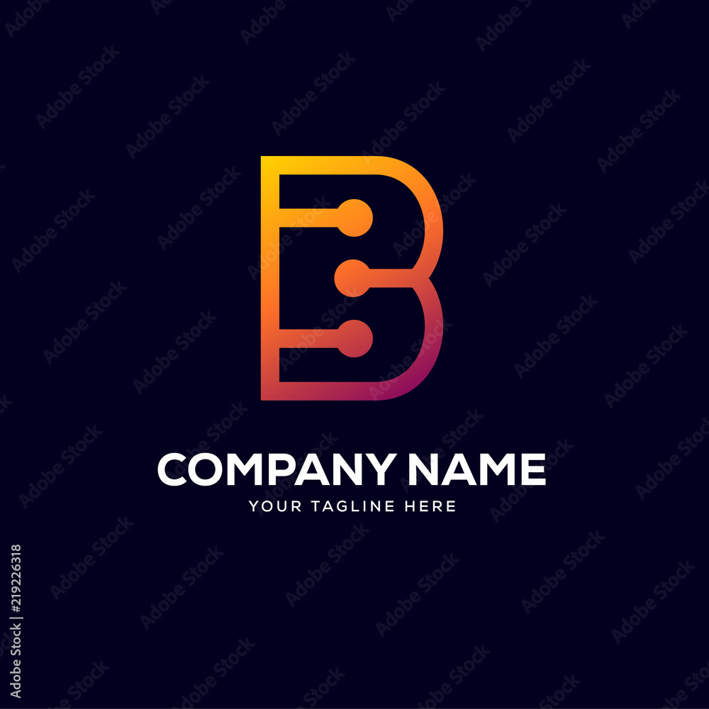 B letter logo tech design vector, minimalist line creative sign vector icon. B letter logo tech design vector, minimalist line creative sign vector icon.