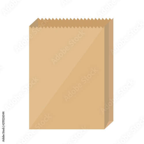 Brown paper bags on white background. Stock flat vector illustration.