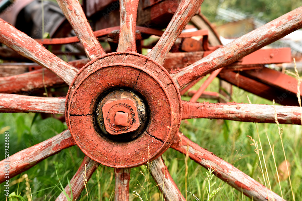 Decaying Wooden Wagon Wheel