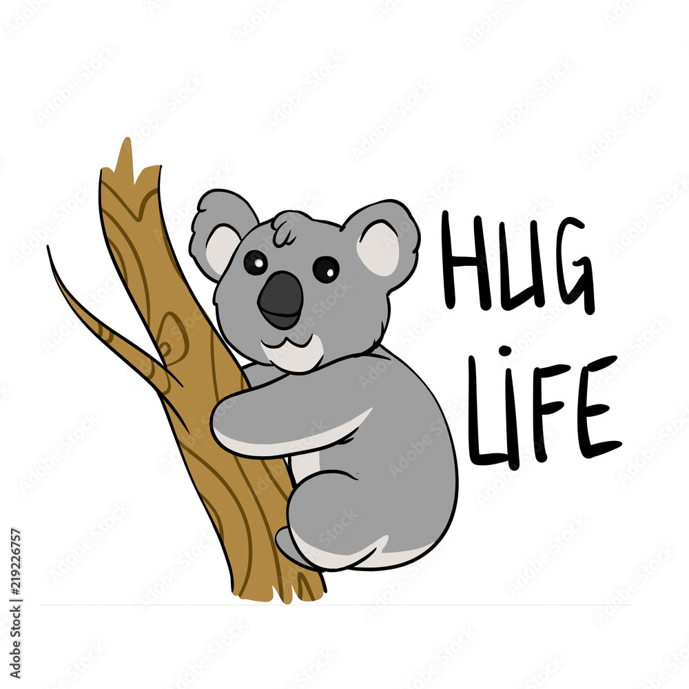 koala - hug life - cartoon illustration Stock Illustration | Adobe Stock