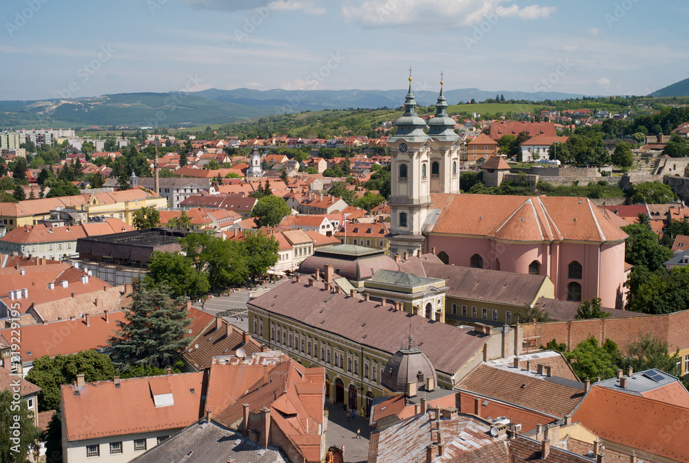 Cityscape of the Old Town of Eger, Hungary, Church of Saint Anthony of Padua