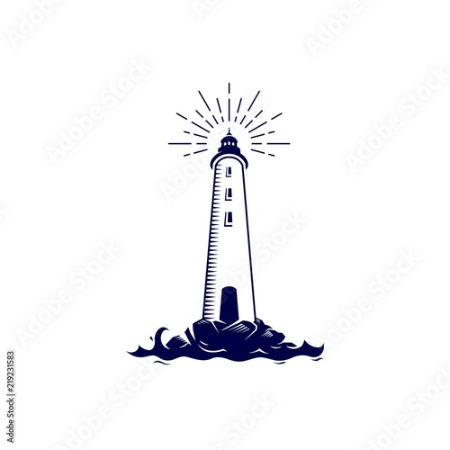 Simple Lighthouse Logo Design Symbol