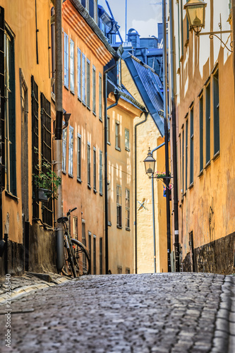 Medieval alleyways and cobbled streets the old town  Gamla Stan in Stockholm