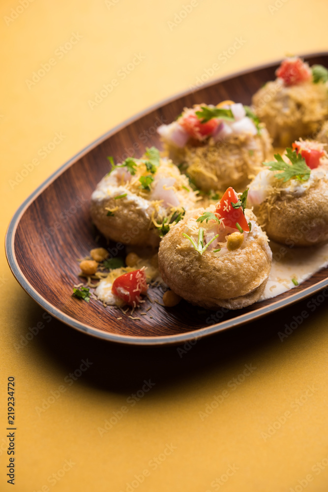 Dahi Puri chat is an indian road side snack item which is especially popular in the state of Maharashtra, India