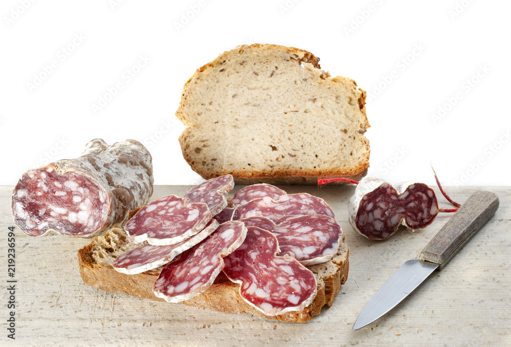 round loaf and saucisson