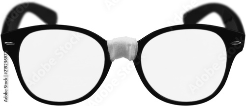 Black eye glasses close-up view