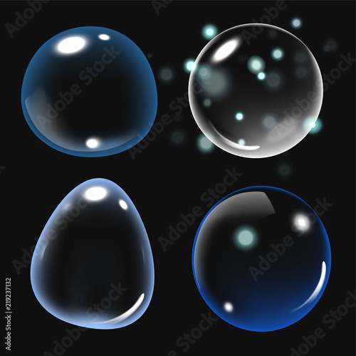 Bubbles under water vector illustration on black background