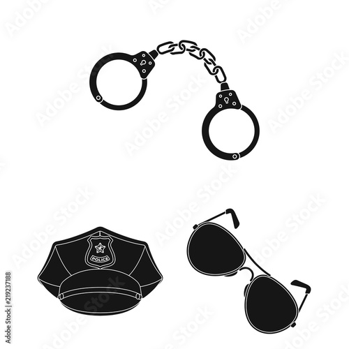 Police, Department black icons in set collection for design.Detective and accessories vector symbol stock web illustration.