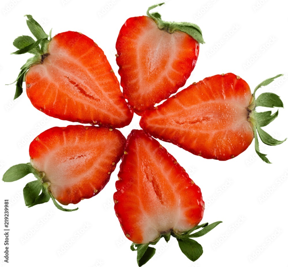 Flower Made of Strawberry Halves - Isolated Flower Made of Strawberry Halves - Isolated