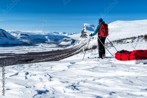 Wintertour im Sarek Nationlapark in Lappland, Schweden