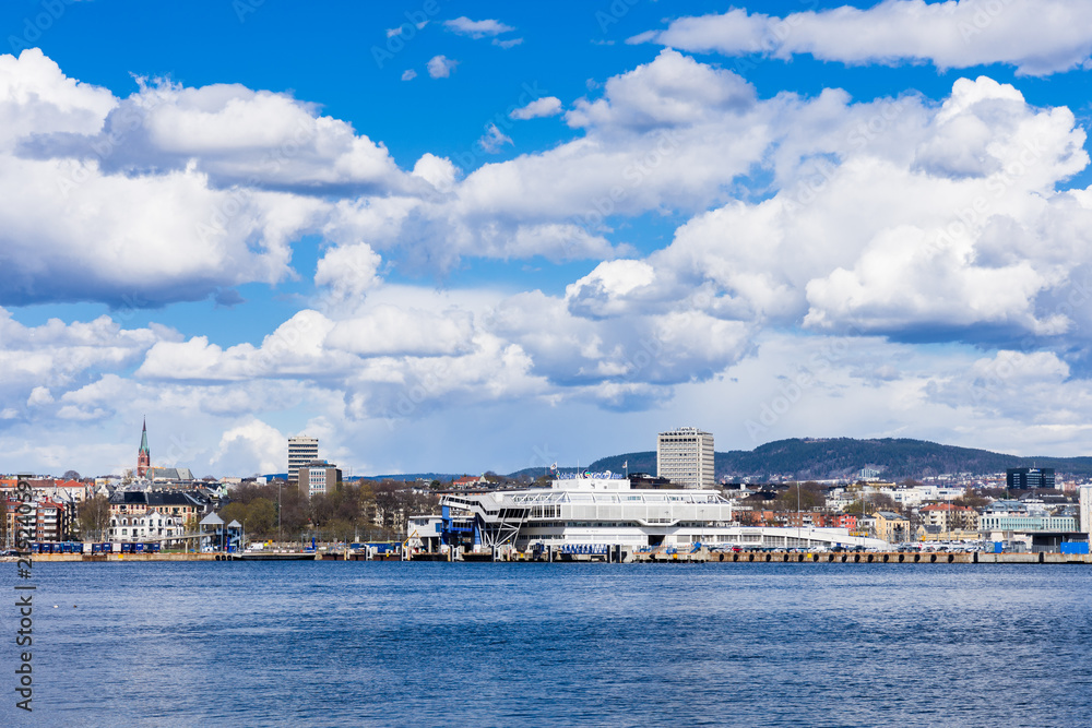 Panoramic view of Oslo from the Bygdoy peninsula.