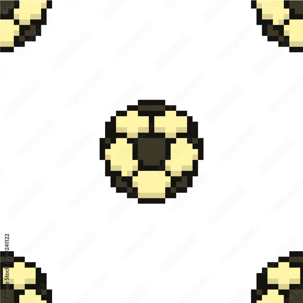 Football seamless pattern, tile soccerball pixel art cartoon retro game style Football seamless pattern, tile soccerball pixel art cartoon retro game style