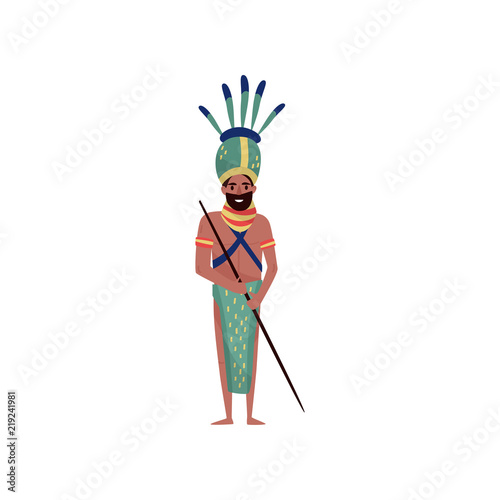Australian Aboriginal character in ethnic traditional clothes vector Illustration on a white background photo