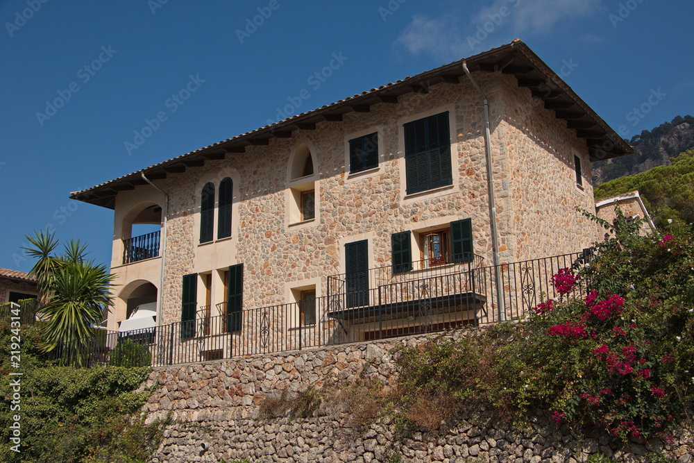 Architecture in Valldemossa at the road MA10 in Tramuntana Mountains on Mallorca
