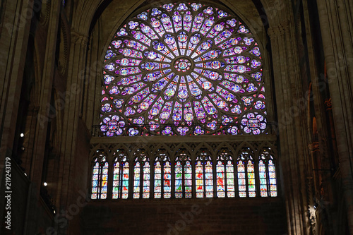 Fensterrose, Kirchenfenster, Kathedrale Notre-Dame de Paris, Ille de la Cité, 4. Arrondissement, Paris, Frankreich, Europa