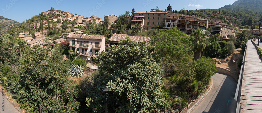 Coastal village Deia at the road MA10 in Tramuntana Mountains on Mallorca
