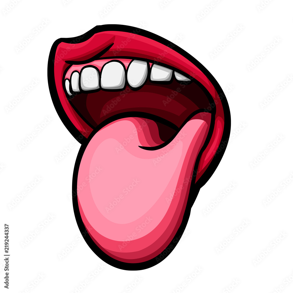 Vector funny illustration of open mouth sticking out tongue Vector funny illustration of open mouth sticking out tongue