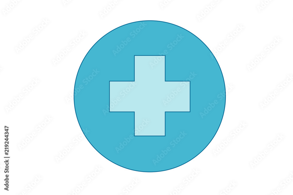 Icono azul con la cruz de médico.