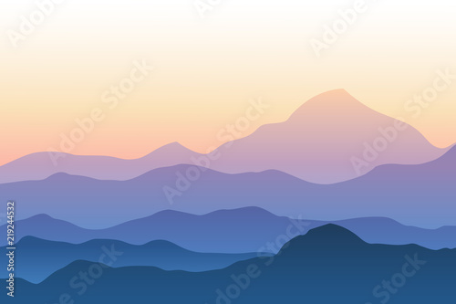 Fotografie, Obraz Realistic mountain landscape vector illustration