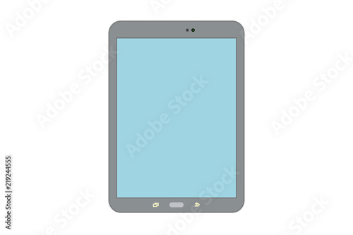 Tablet de color gris y con pantalla vacía.