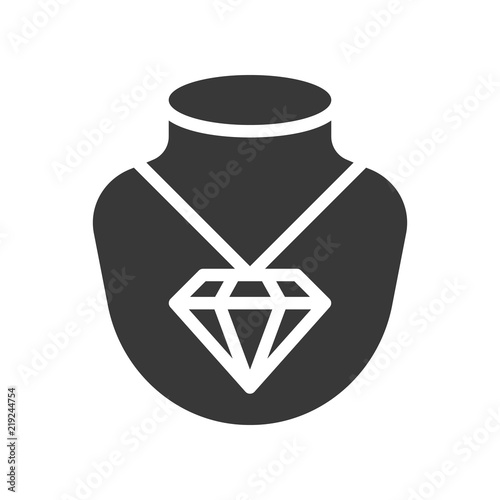 diamond necklace pendant, jewelry icon, glyph style
