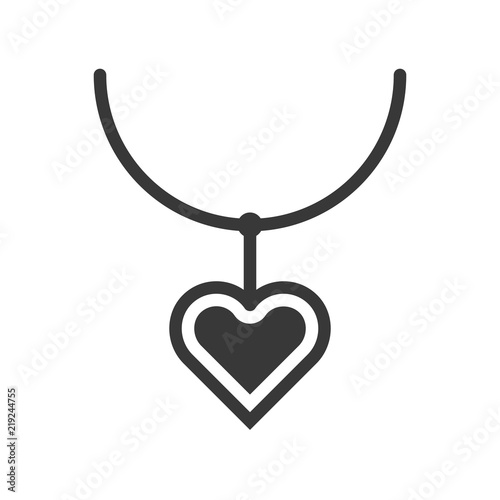 wedding heart pendant, jewelry icon, glyph style
