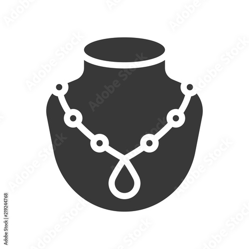 mala bracelet and pendant, jewelry icon, glyph style