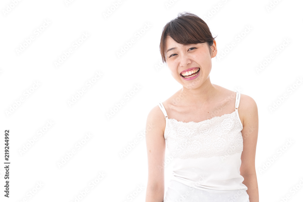 笑顔で誘う女性