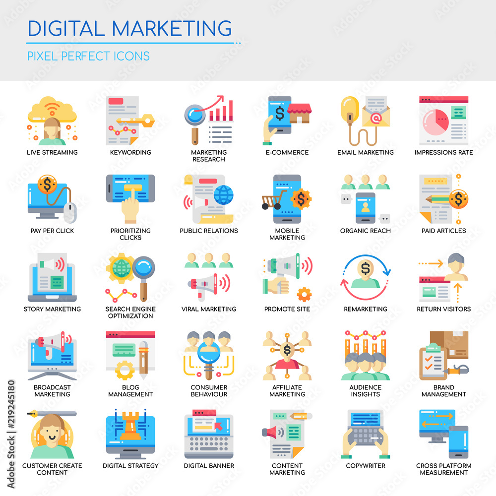 Digital Marketing , Thin Line and Pixel Perfect Icons.